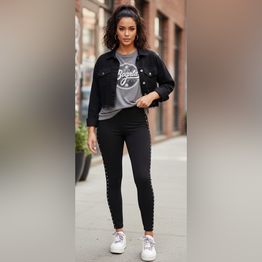 Bar III Black Studded Leggings